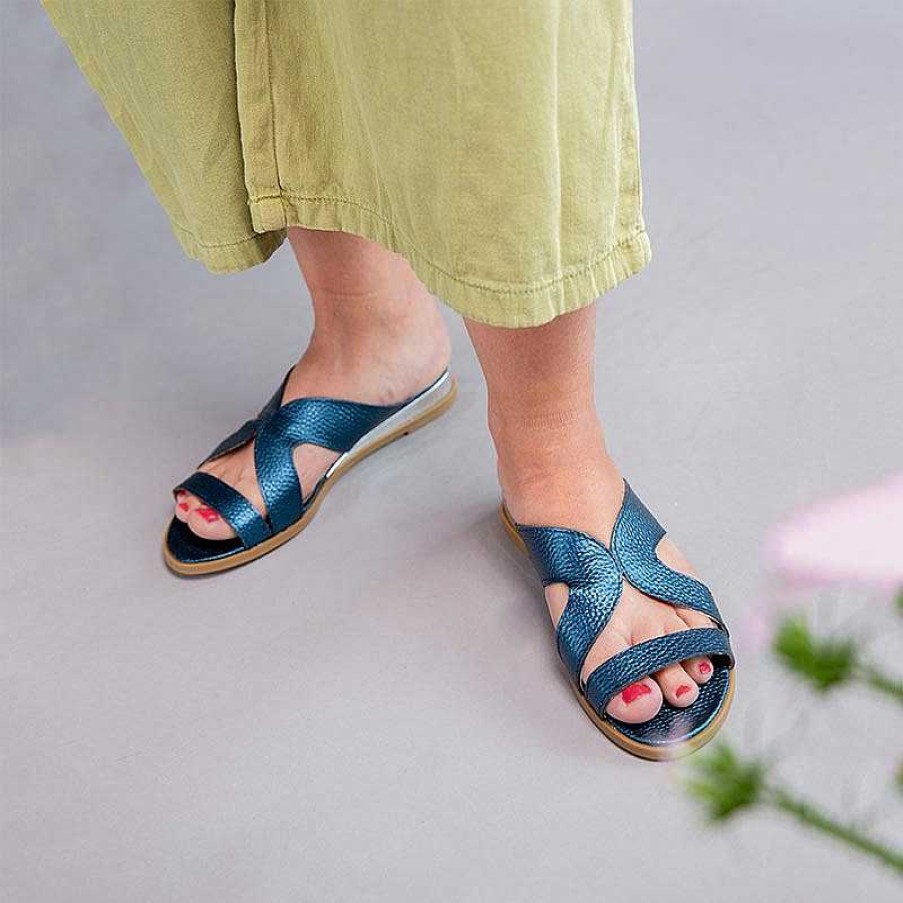 Sandalen La Leopolda | Irupe Metallic-Blaue Sandalen