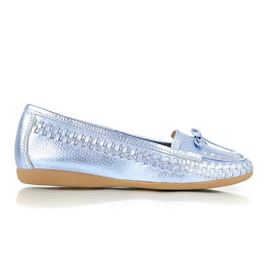 Halbschuhe La Leopolda | Metallic-Hellblaue Marga-Loafer