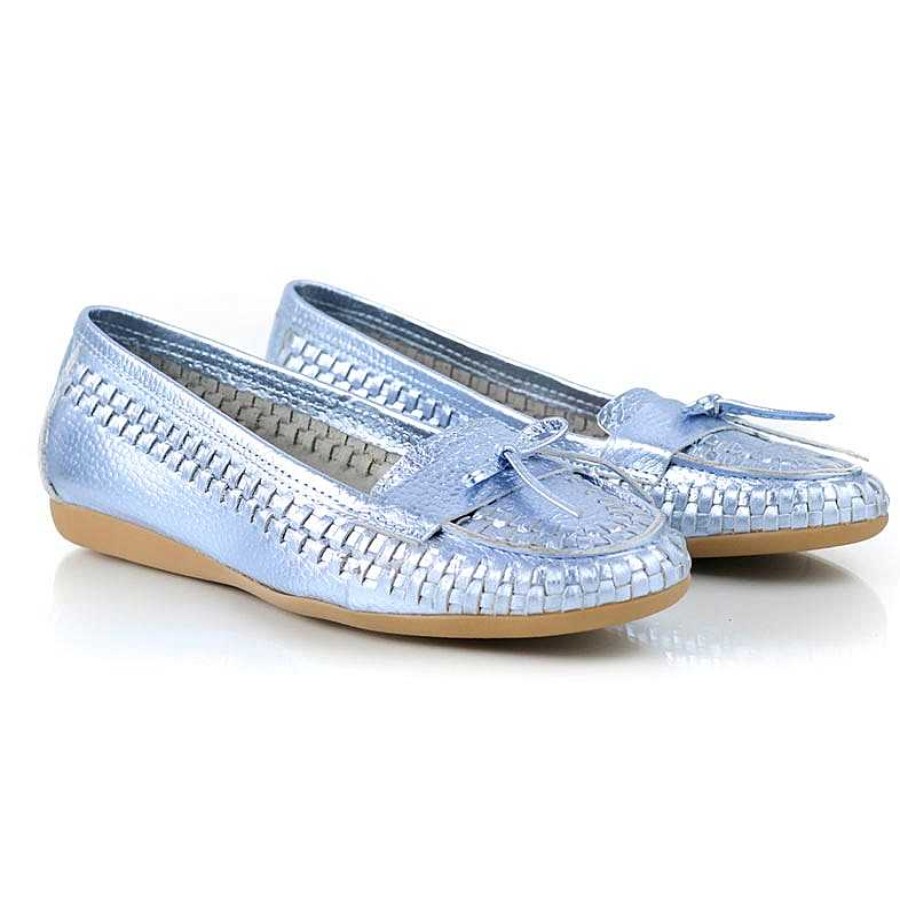 Halbschuhe La Leopolda | Metallic-Hellblaue Marga-Loafer