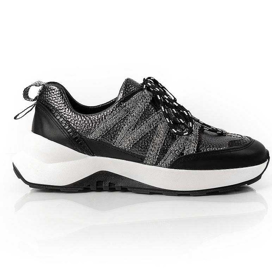 Turnschuhe La Leopolda | Zinn- Und Schwarze Magnolien-Sneaker