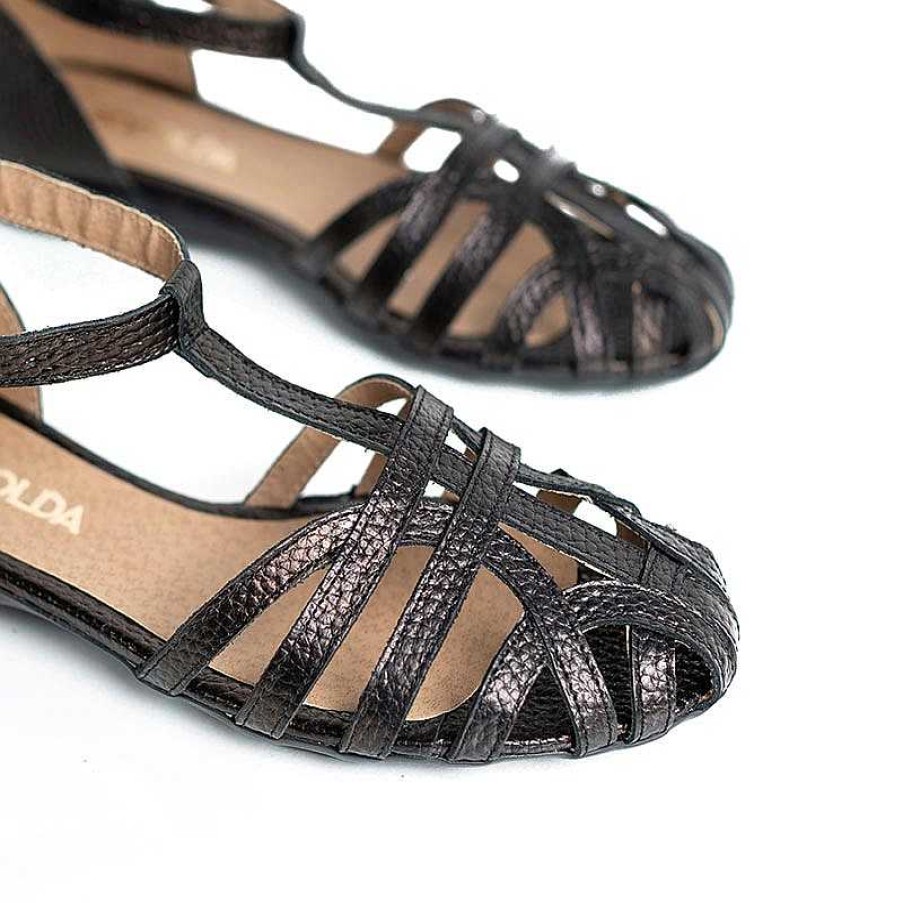 Sandalen La Leopolda | Mixu Metallic-Schwarze Sandalen