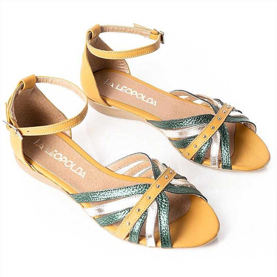 Sandalen La Leopolda | Kiku Chatitas-Sandalen In Metallic-Grun