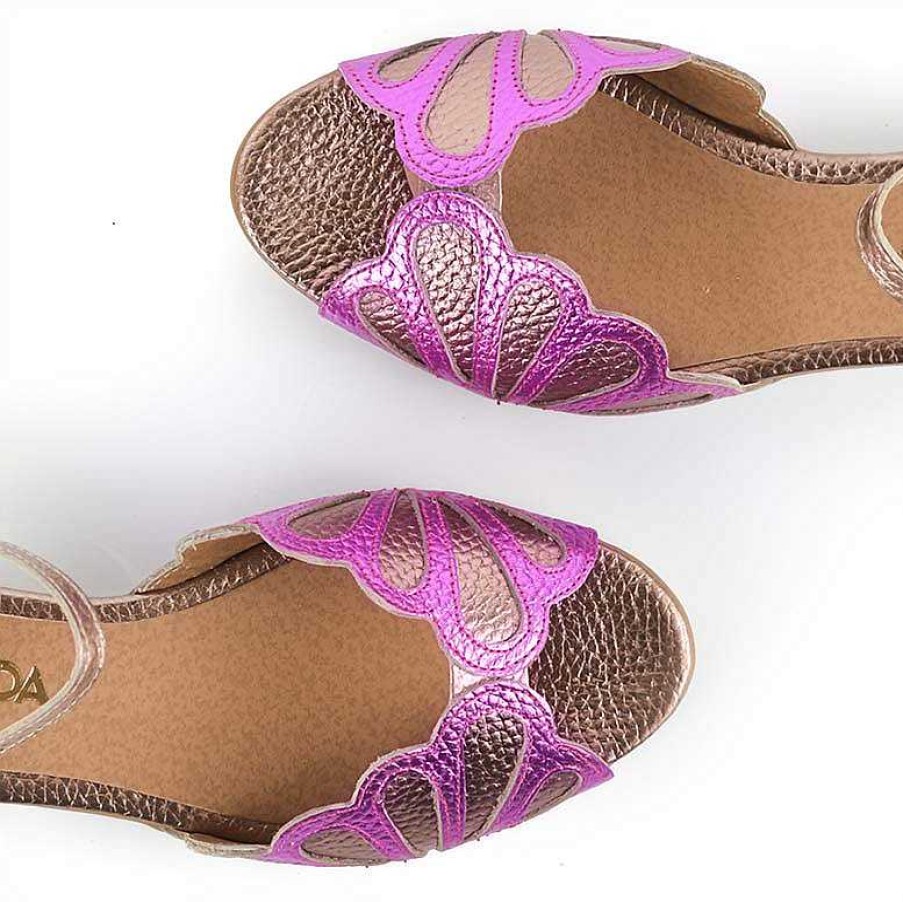 Sandalen La Leopolda | Flugsandalen In Kupfer Und Fuchsia