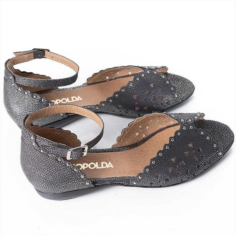 Sandalen La Leopolda | Alesia Steel Schwarze Niedrige Sandalen