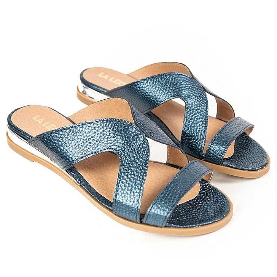 Sandalen La Leopolda | Irupe Metallic-Blaue Sandalen