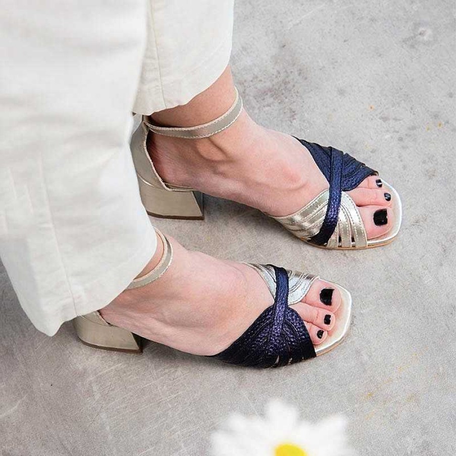 Sandalen La Leopolda | Platin- Und Blaue Emma-Sandalen