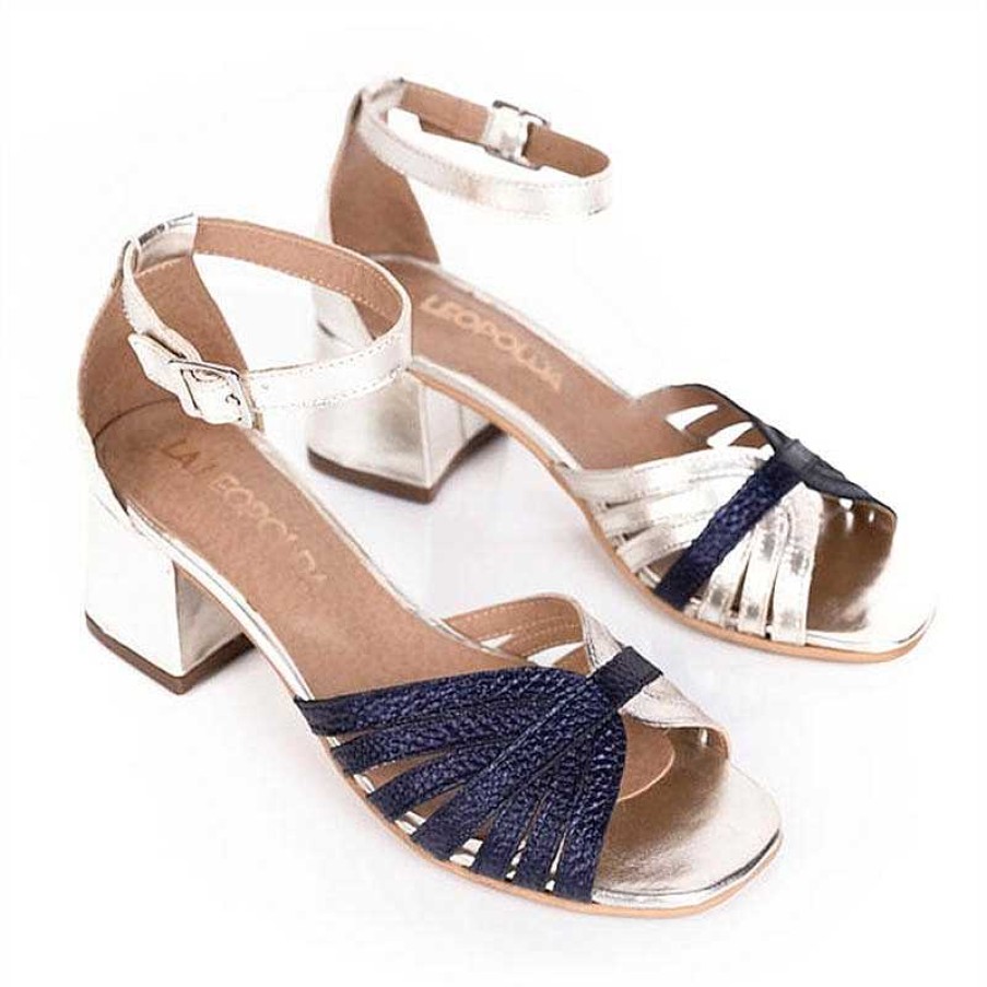 Sandalen La Leopolda | Platin- Und Blaue Emma-Sandalen