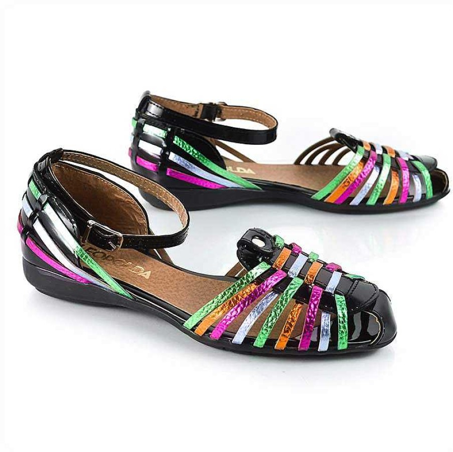 Sandalen La Leopolda | Murga-Sandalen In Schwarz-Mix-Metallic